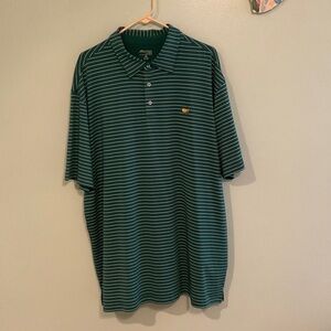 Masters Green Polo with White Stripes